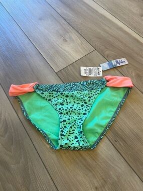 Malibu Girls' Mint Green Swim Bottom with Coral Side Ties